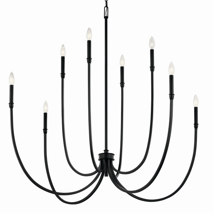Kichler 52699BK Eight Light Foyer Chandelier, Black