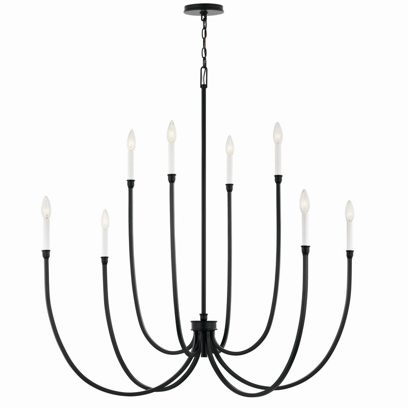 Kichler 52699BK Eight Light Foyer Chandelier, Black
