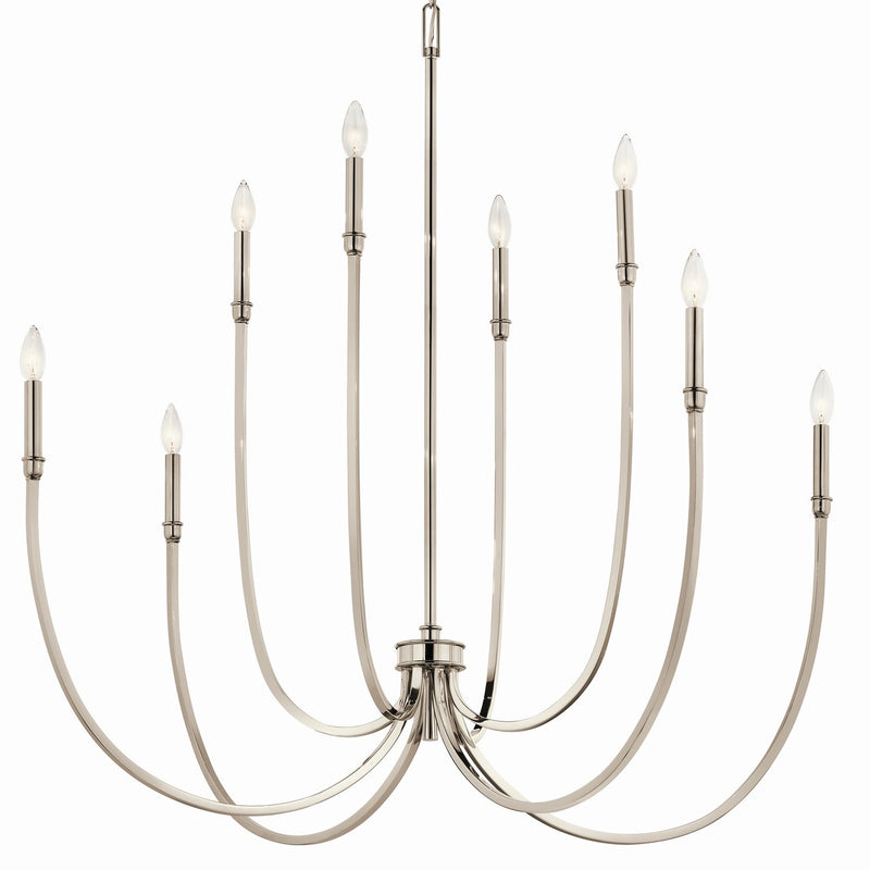 Kichler 52699PN Eight Light Foyer Chandelier, Polished Nickel