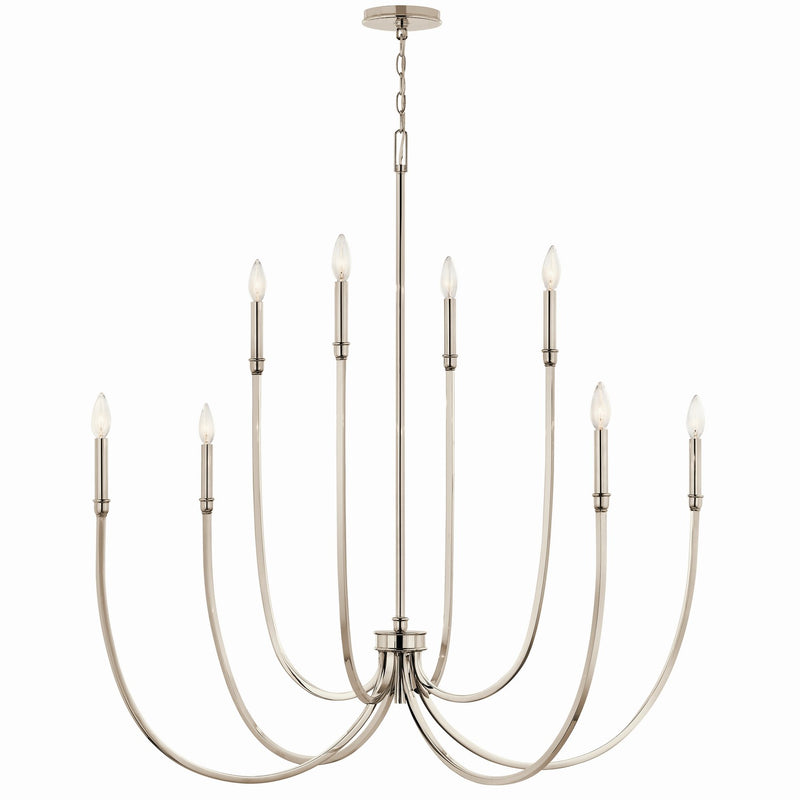 Kichler 52699PN Eight Light Foyer Chandelier, Polished Nickel