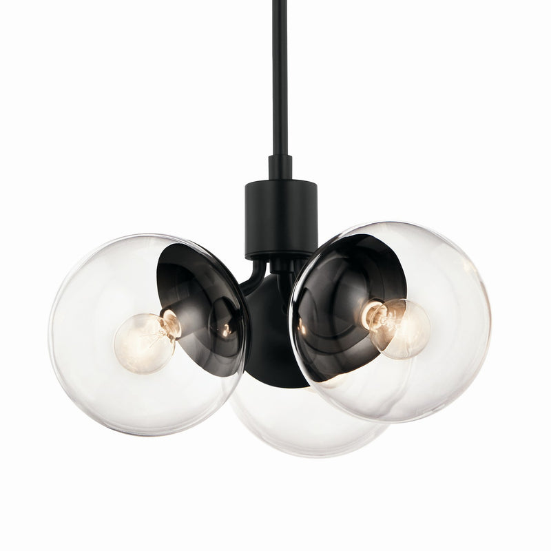 Kichler 52700BKCLR Three Light Chandelier/Semi Flush, Black
