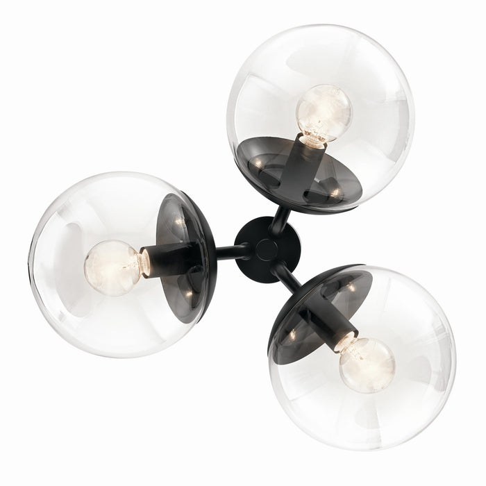 Kichler 52700BKCLR Three Light Chandelier/Semi Flush, Black