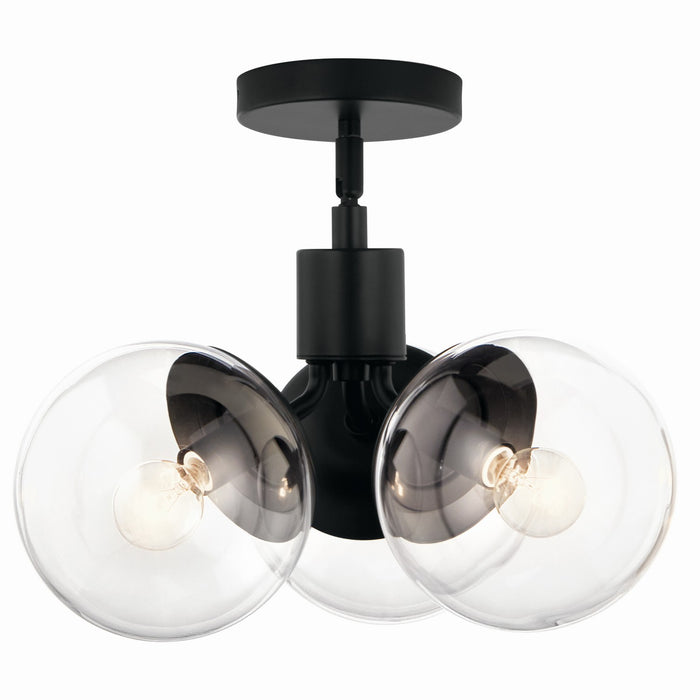 Kichler 52700BKCLR Three Light Chandelier/Semi Flush, Black