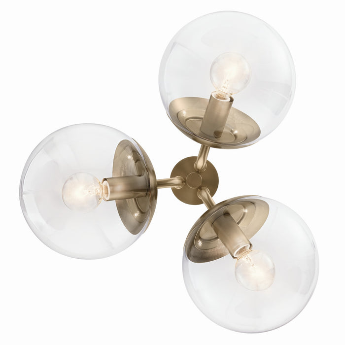 Kichler 52700CPZCLR Three Light Chandelier/Semi Flush, Champagne Bronze