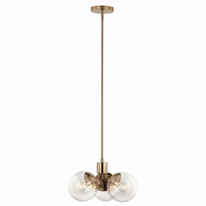 Kichler 52700CPZCLR Three Light Chandelier/Semi Flush, Champagne Bronze