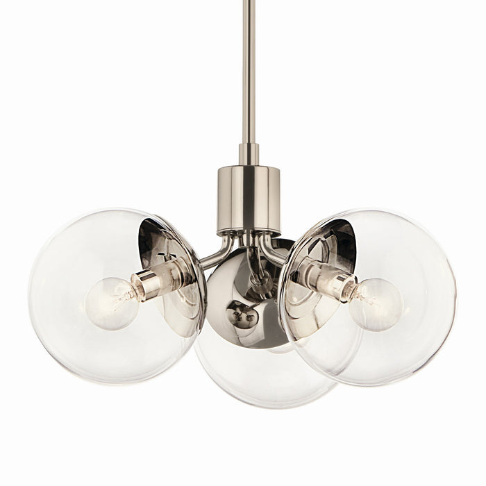 Kichler 52700PNCLR Three Light Chandelier/Semi Flush, Polished Nickel