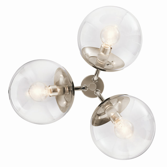 Kichler 52700PNCLR Three Light Chandelier/Semi Flush, Polished Nickel