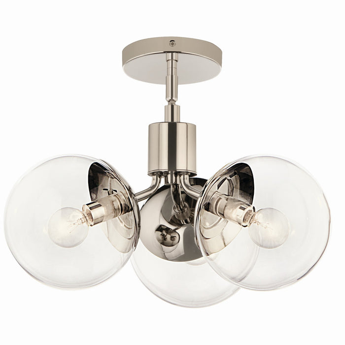 Kichler 52700PNCLR Three Light Chandelier/Semi Flush, Polished Nickel