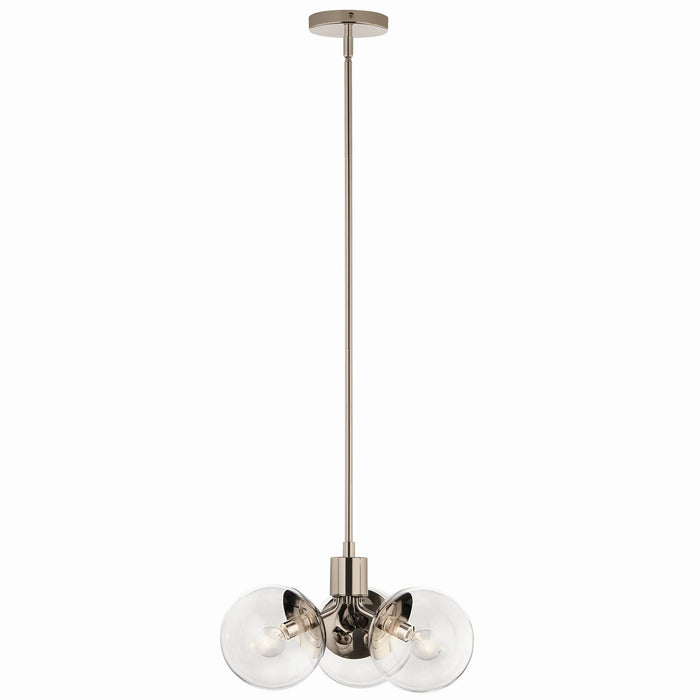 Kichler 52700PNCLR Three Light Chandelier/Semi Flush, Polished Nickel