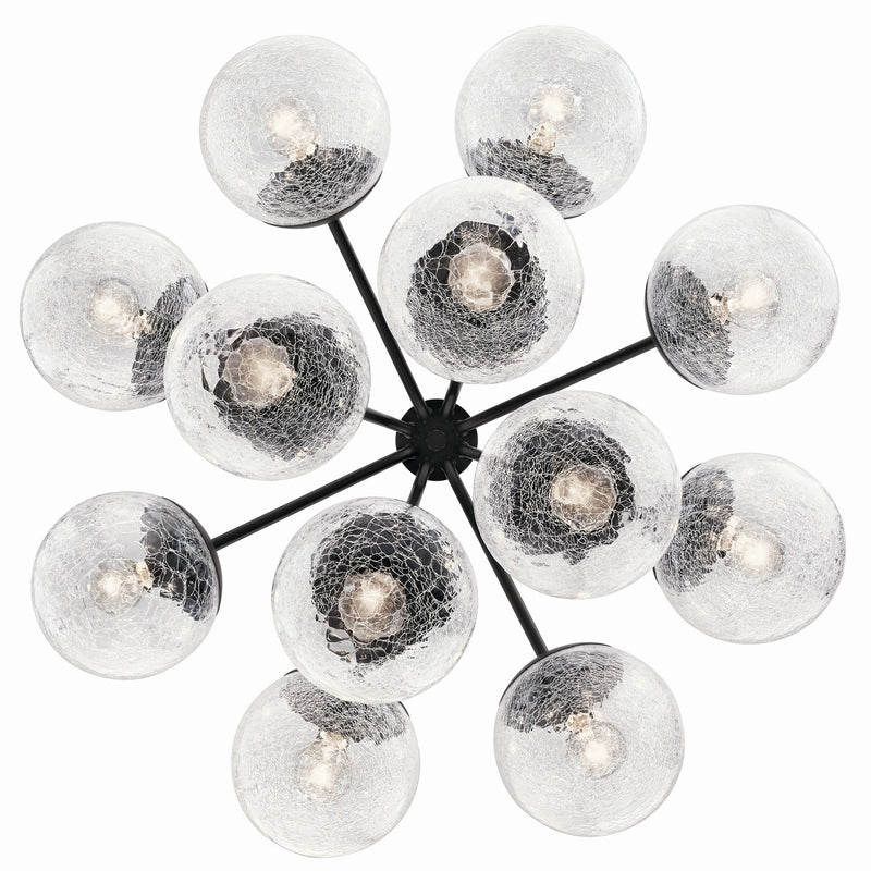 Kichler 52701BK 12 Light Chandelier Convertible, Black