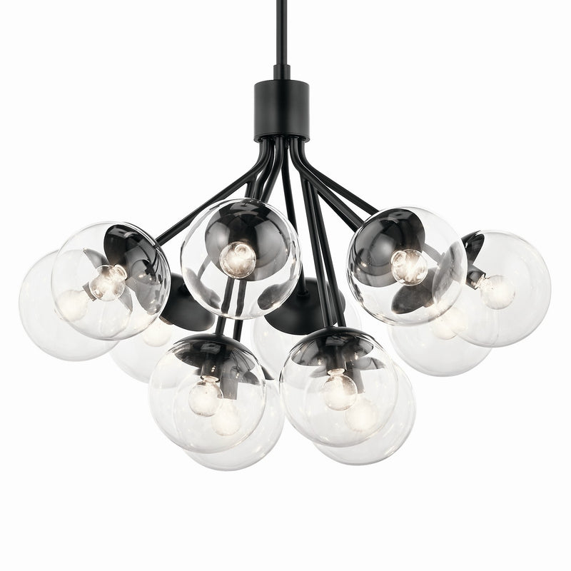 Kichler 52701BKCLR 12 Light Chandelier Convertible, Black