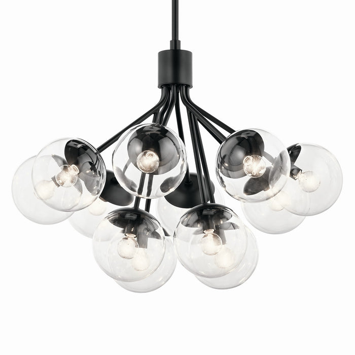 Kichler 52701BKCLR 12 Light Chandelier Convertible, Black