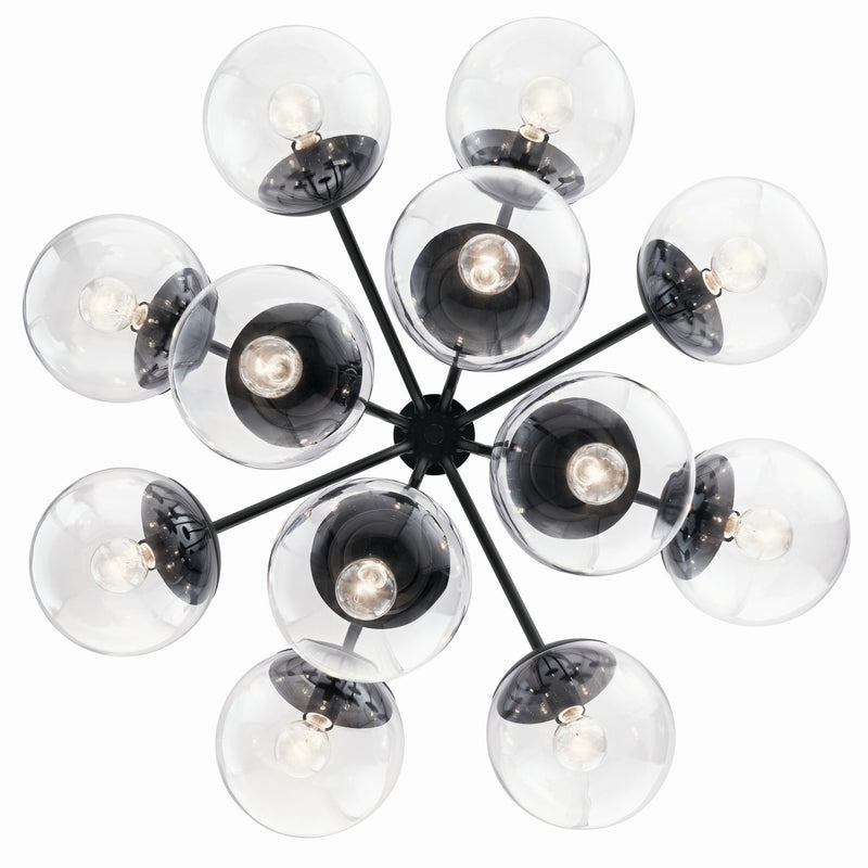 Kichler 52701BKCLR 12 Light Chandelier Convertible, Black