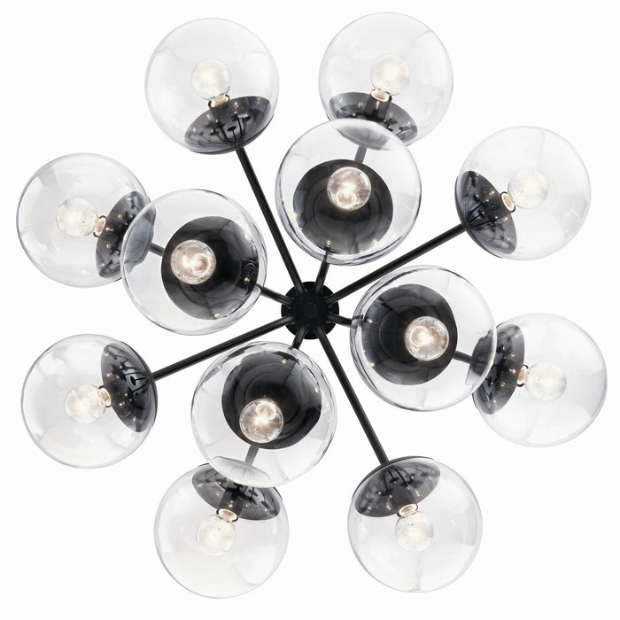 Kichler 52701BKCLR 12 Light Chandelier Convertible, Black