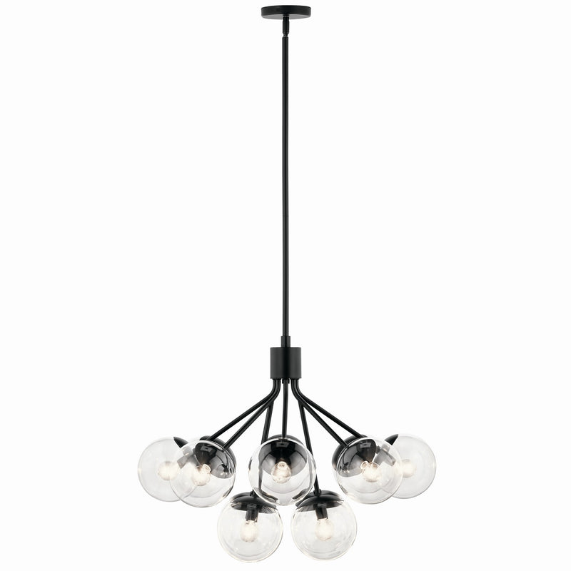 Kichler 52701BKCLR 12 Light Chandelier Convertible, Black