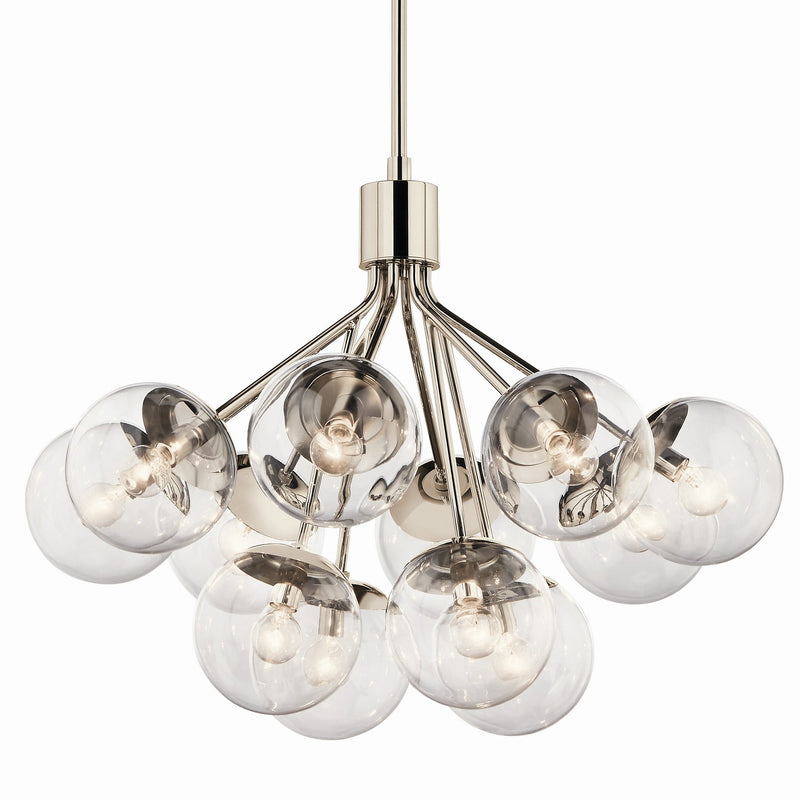 Kichler 52701PNCLR 12 Light Chandelier Convertible, Polished Nickel