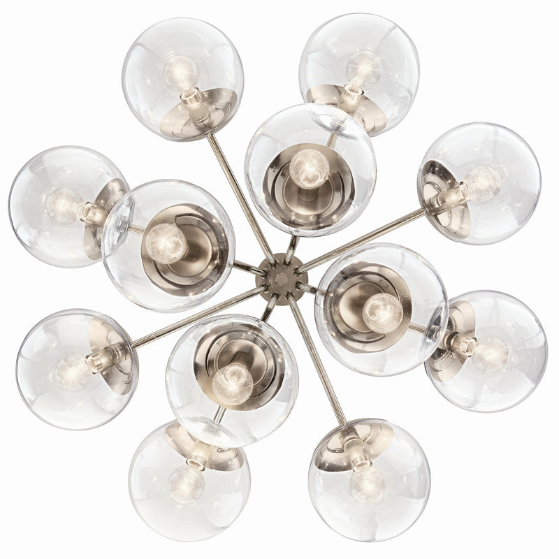 Kichler 52701PNCLR 12 Light Chandelier Convertible, Polished Nickel