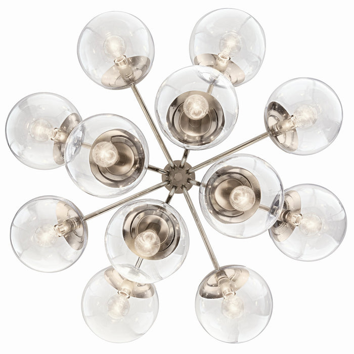 Kichler 52701PNCLR 12 Light Chandelier Convertible, Polished Nickel