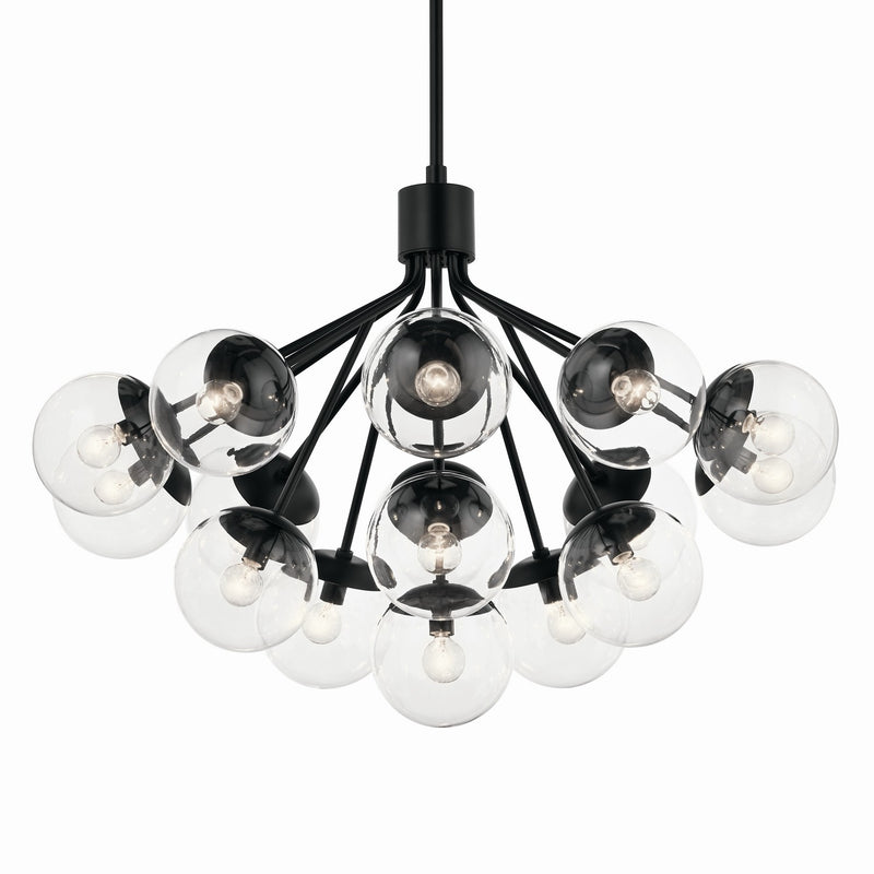 Kichler 52702BKCLR 16 Light Chandelier Convertible, Black