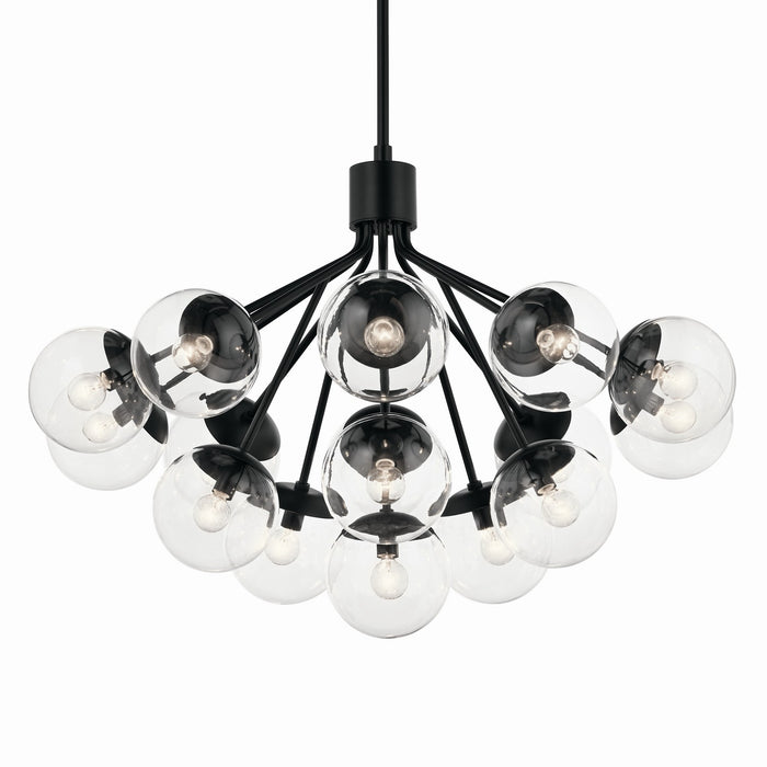 Kichler 52702BKCLR 16 Light Chandelier Convertible, Black