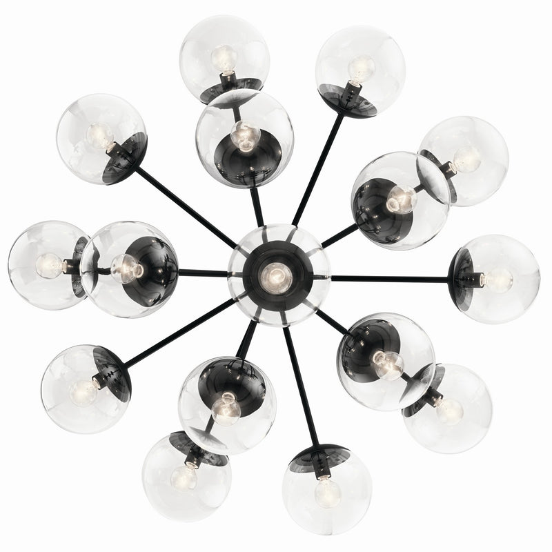 Kichler 52702BKCLR 16 Light Chandelier Convertible, Black