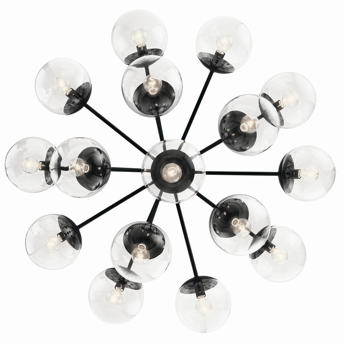Kichler 52702BKCLR 16 Light Chandelier Convertible, Black