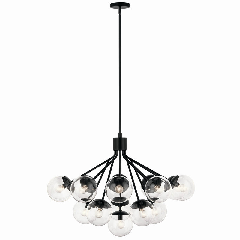 Kichler 52702BKCLR 16 Light Chandelier Convertible, Black