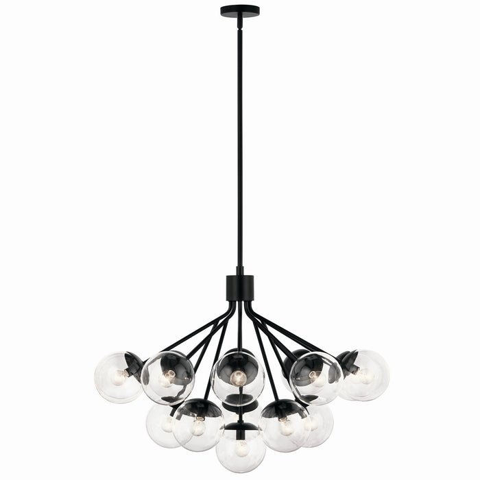 Kichler 52702BKCLR 16 Light Chandelier Convertible, Black