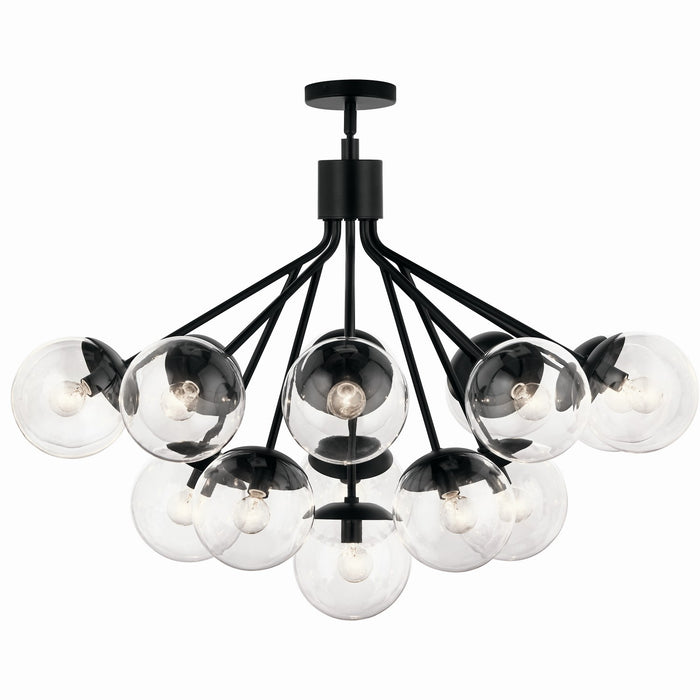 Kichler 52702BKCLR 16 Light Chandelier Convertible, Black