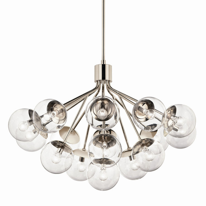 Kichler 52702PNCLR 16 Light Chandelier Convertible, Polished Nickel
