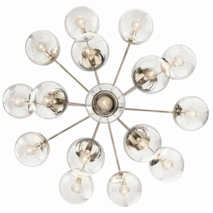 Kichler 52702PNCLR 16 Light Chandelier Convertible, Polished Nickel