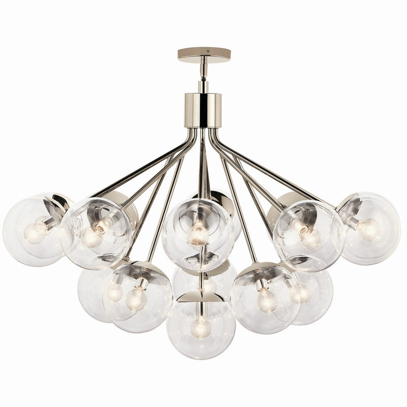 Kichler 52702PNCLR 16 Light Chandelier Convertible, Polished Nickel