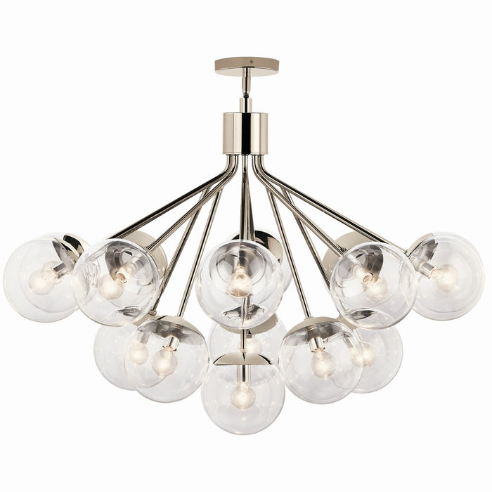 Kichler 52702PNCLR 16 Light Chandelier Convertible, Polished Nickel