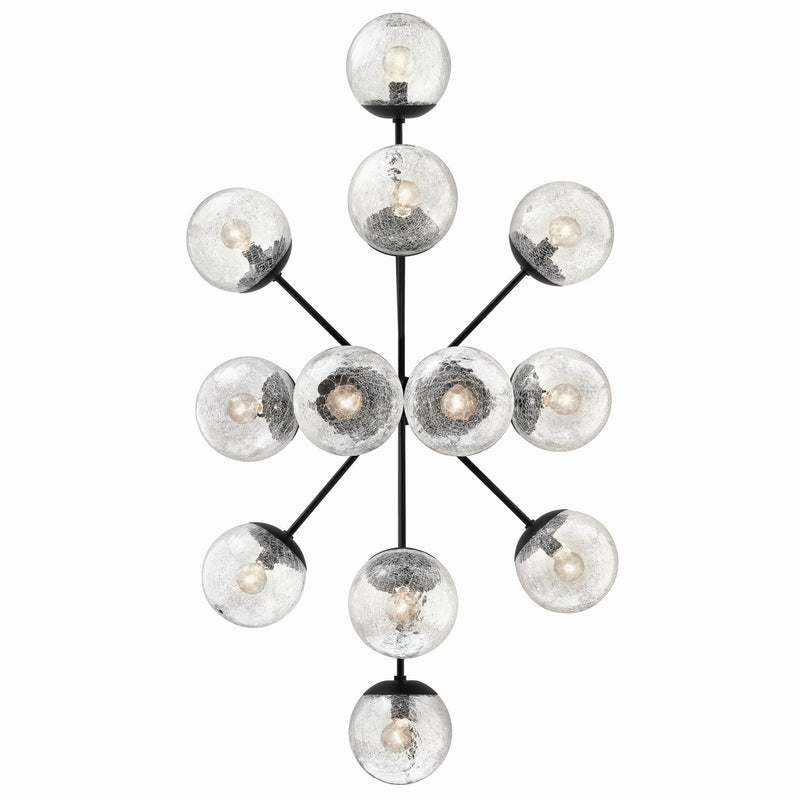 Kichler 52703BK 12 Light Linear Chandelier Convertible, Black