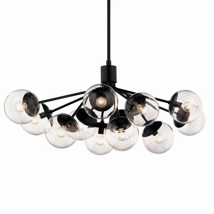 Kichler 52703BKCLR 12 Light Linear Chandelier Convertible, Black