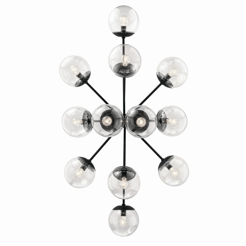 Kichler 52703BKCLR 12 Light Linear Chandelier Convertible, Black