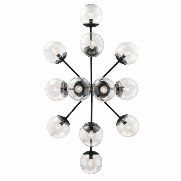 Kichler 52703BKCLR 12 Light Linear Chandelier Convertible, Black