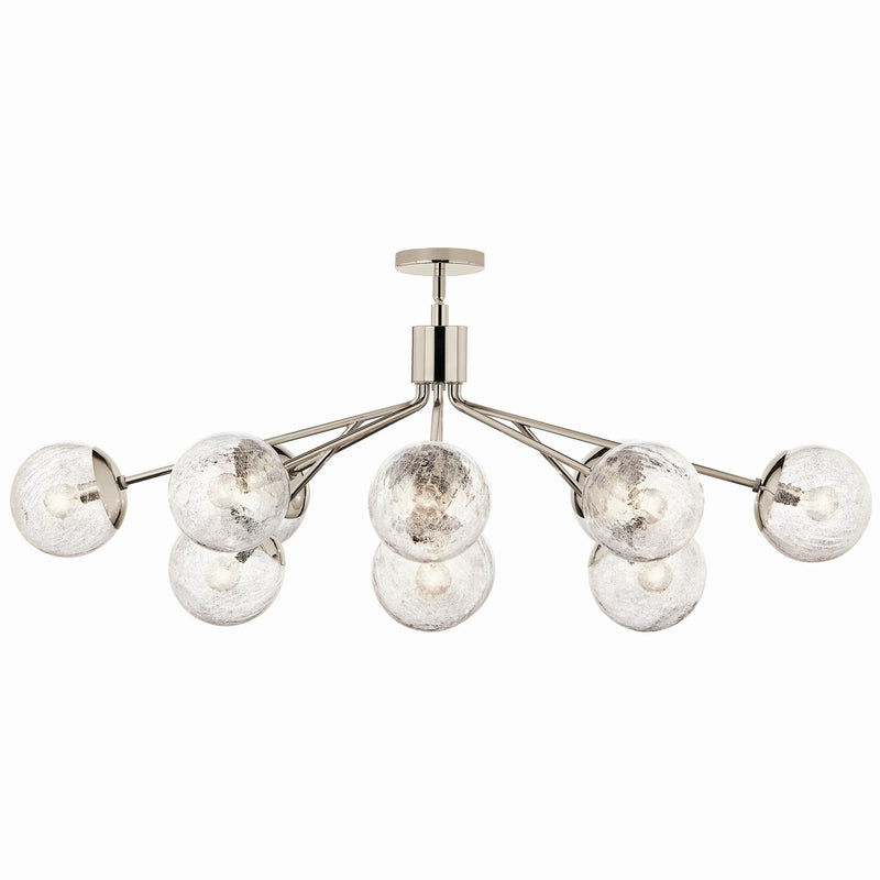 Kichler 52703PN 12 Light Linear Chandelier Convertible, Polished Nickel