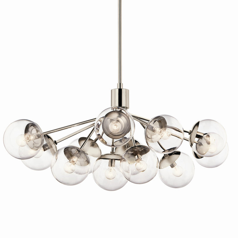 Kichler 52703PNCLR 12 Light Linear Chandelier Convertible, Polished Nickel