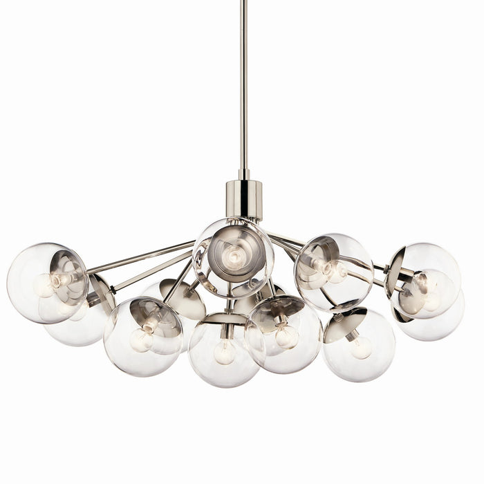 Kichler 52703PNCLR 12 Light Linear Chandelier Convertible, Polished Nickel