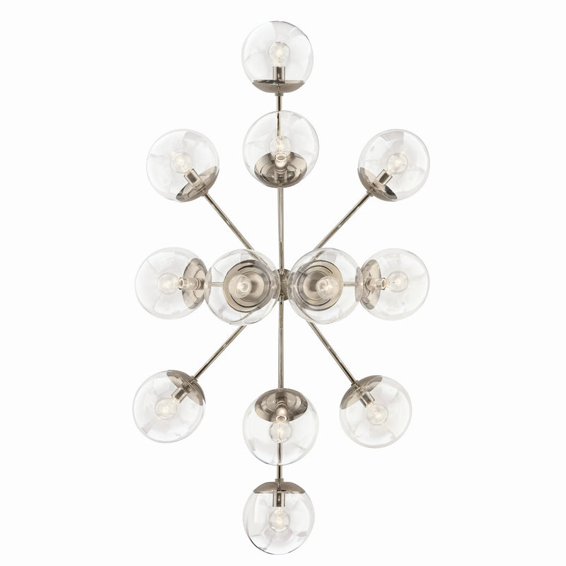 Kichler 52703PNCLR 12 Light Linear Chandelier Convertible, Polished Nickel