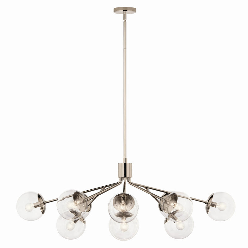 Kichler 52703PNCLR 12 Light Linear Chandelier Convertible, Polished Nickel