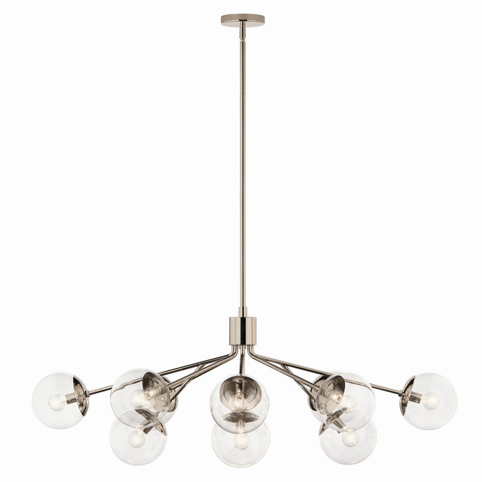 Kichler 52703PNCLR 12 Light Linear Chandelier Convertible, Polished Nickel