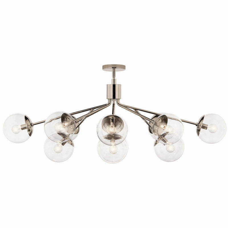 Kichler 52703PNCLR 12 Light Linear Chandelier Convertible, Polished Nickel