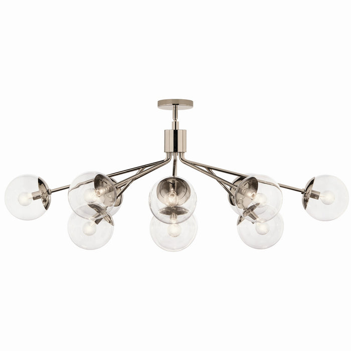 Kichler 52703PNCLR 12 Light Linear Chandelier Convertible, Polished Nickel