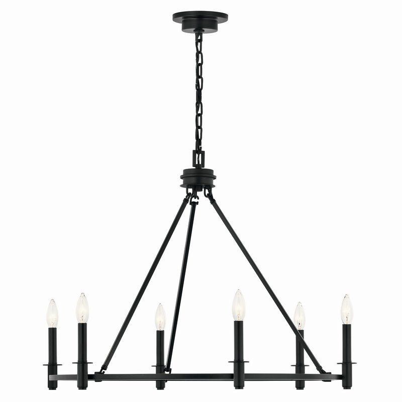 Kichler 52705BK Six Light Chandelier, Black