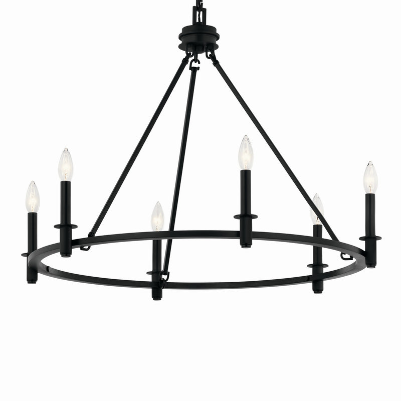 Kichler 52705BK Six Light Chandelier, Black