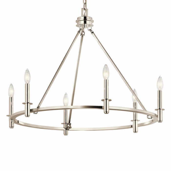 Kichler 52705PN Six Light Chandelier, Polished Nickel