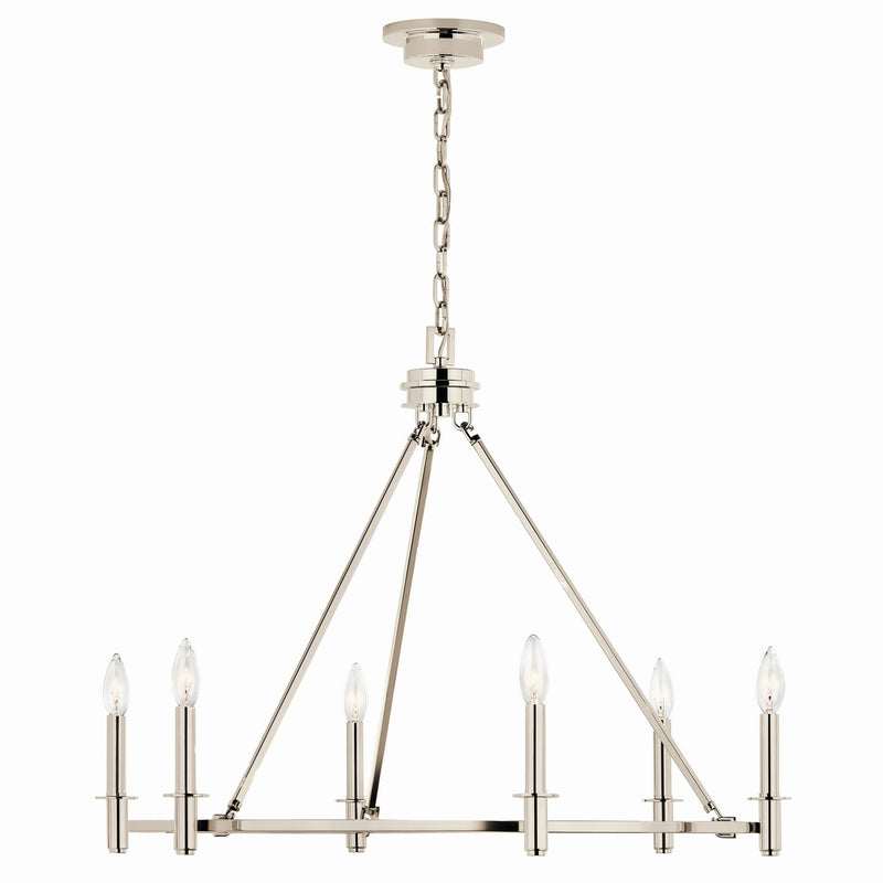 Kichler 52705PN Six Light Chandelier, Polished Nickel