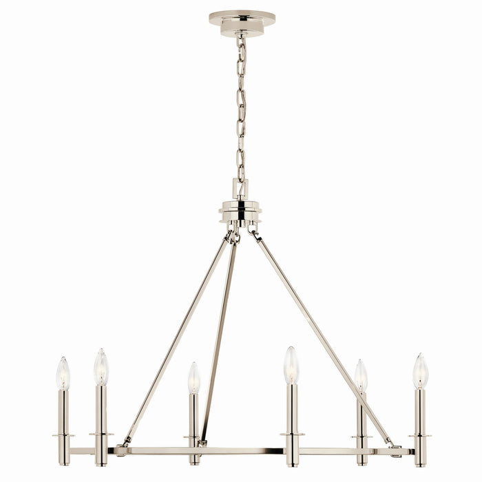 Kichler 52705PN Six Light Chandelier, Polished Nickel